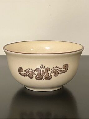 Vintage Pfaltzgraff Village Cream Bowl w/Brown Scroll Accent Fruit & Berry Bowl